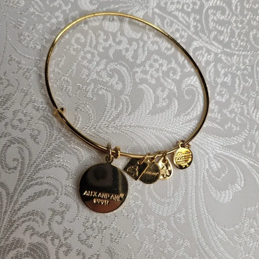 Alex and Ani womens bracelet Celebrate Today charm gold tone inspirational quote